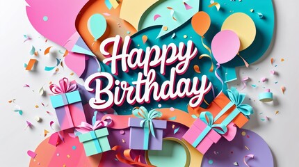 Naklejka premium Colorfull birthday greeting for cards design, banner, background cake or else