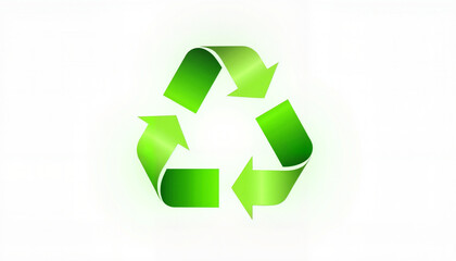 Obraz premium Recycling symbol glowing in green on white background, environmental awareness