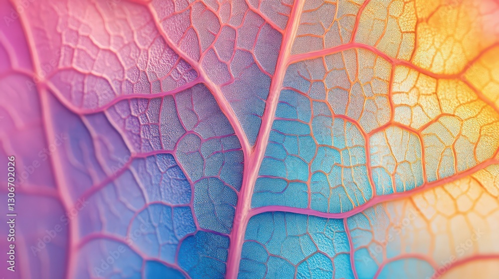 Poster chromatic leaf veins: a macro exploration of botanical texture and form