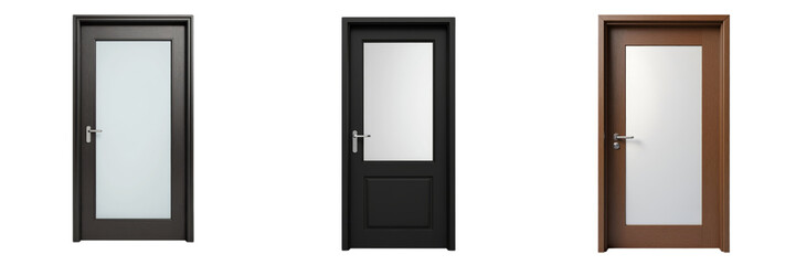 Interior Doors Featuring Frosted Glass Panels in Dark Frames