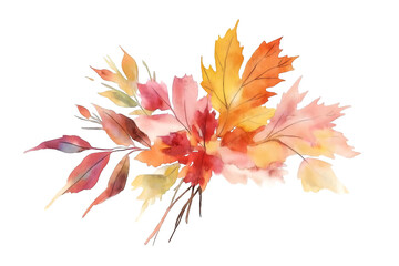 Watercolor of autumn bouquet isolated on white background.