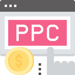 pay per click flat vector web icon