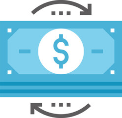 money flow flat vector web icon