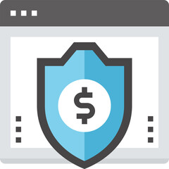 secure transactions flat vector web icon