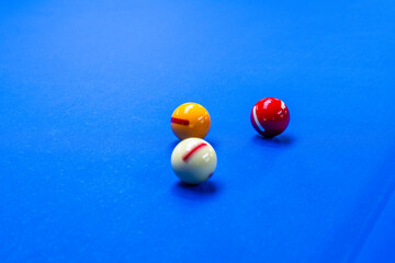 billiard balls on the billiard table