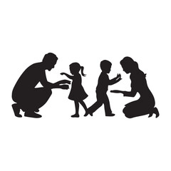 silhouettes of family activitis 
