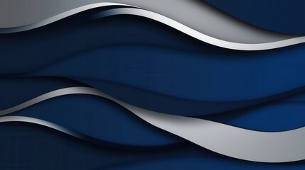 Fototapeta premium Dynamic 3D inspired background with layered wave like structures in deep navy and silver tones for political discourse design Generative AI