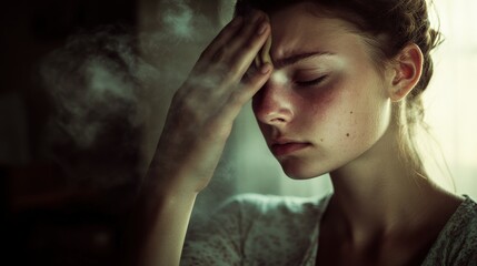 Woman Using Warm Compress for Self-Soothing Techniques at Home
