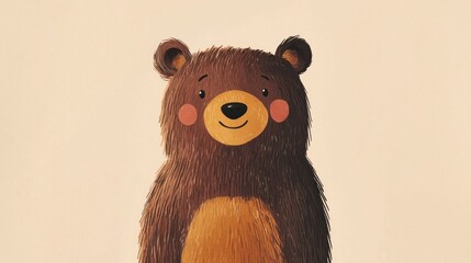 A smiling friendly bear depicted in a simple illustrative manner