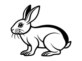 Fototapeta premium Easter rabbits isolated vector illustration set in linocut style. Hand drawn set with animals in linocut style. Isolated on a white background. 