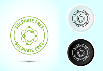 Sulfate free icon design illustration. No sulphate badge label for product warranty, Color black and white