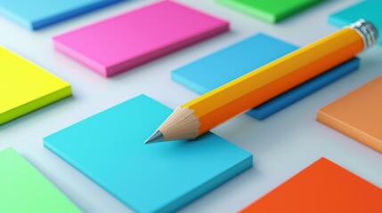 Colorful sticky notes with a pencil, ready for ideas