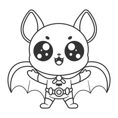 Cute bat becomes a hero, for coloring