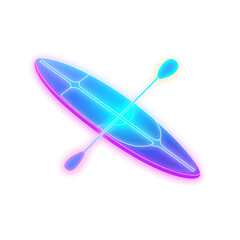 Paddleboarding holographic 3D icon. neon symbol vector illustration isolated on white background. Generative AI