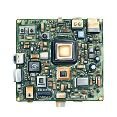 Circuit Board Design Showcasing Microchips and Components