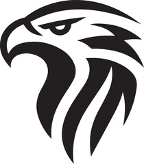 Bold Tribal Eagle Head Vector Logo in Black and White

