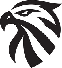 Bold Tribal Eagle Head Vector Logo in Black and White

