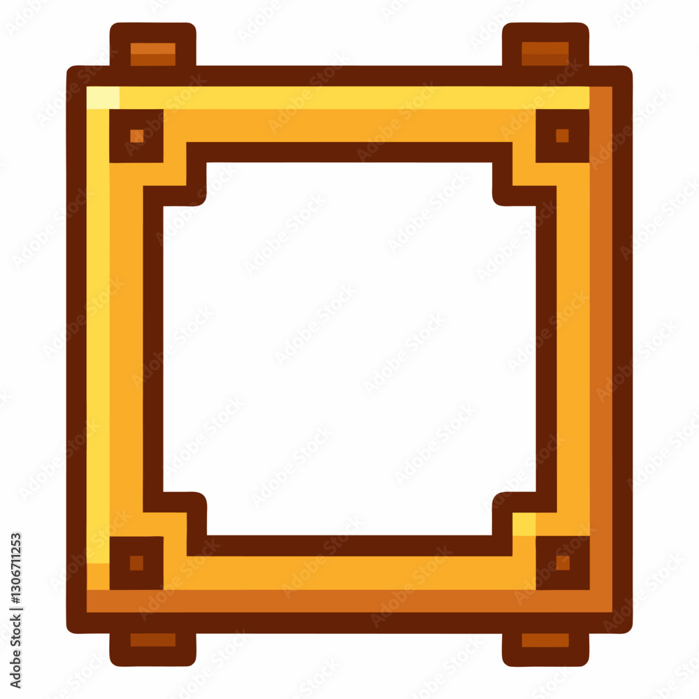 Poster simple geometric gold frame icon with square design and flat style illustration for design use