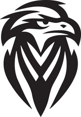 Bold Tribal Eagle Head Vector Logo in Black and White

