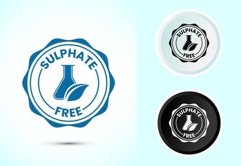 Sulfate free icon design illustration. No sulphate badge label for product warranty, Color black and white