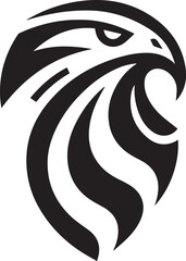 Bold Tribal Eagle Head Vector Logo in Black and White

