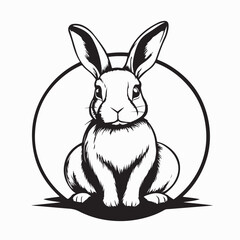 Obraz premium Rabbit Vector Illustration. Rabbit Outline Graphic Stock Vector on white background.