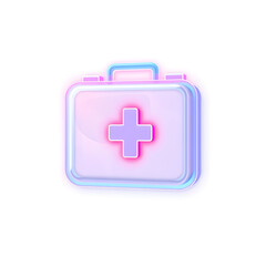 Fototapeta premium Nurse medical kit holographic 3D icon. neon symbol vector illustration isolated on white background. Generative AI