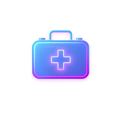 Obraz premium Nurse medical kit holographic 3D icon. neon symbol vector illustration isolated on white background. Generative AI