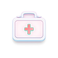 Fototapeta premium Nurse medical kit holographic 3D icon. neon symbol vector illustration isolated on white background. Generative AI