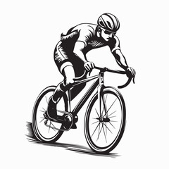 Naklejka premium Cycling Silhouette vector stock illustration Cyclist silhouette on white background.