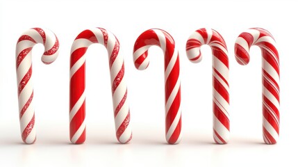 Obraz premium candy canes red and white striped isolated,cartoon illustration style