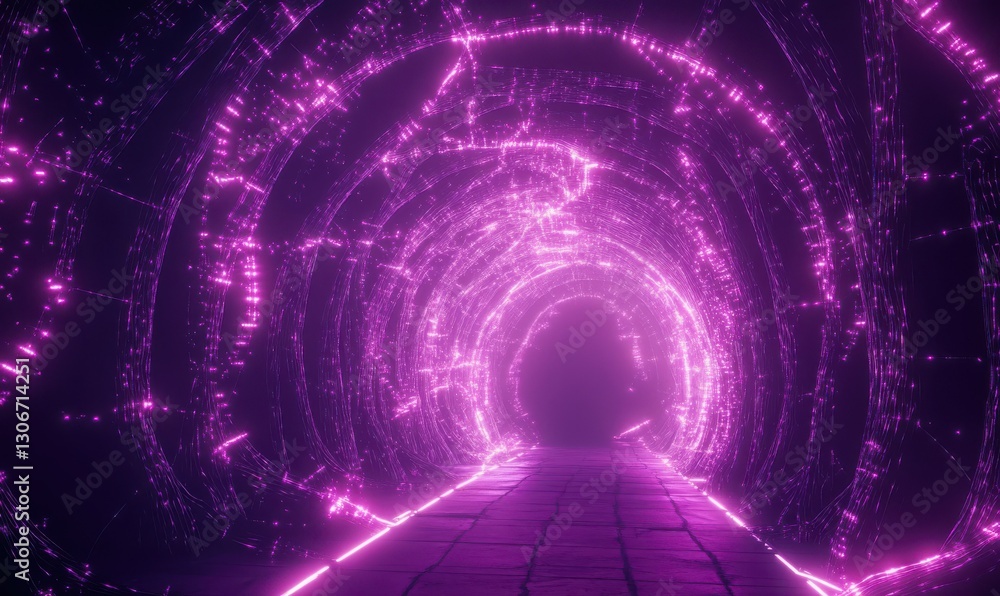 Poster intricate purple glowing neural pathways illustrating advanced brain interaction and connectivity in