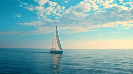 Obraz premium sailing boat on the sea , Sunny day and calm weather , summer 