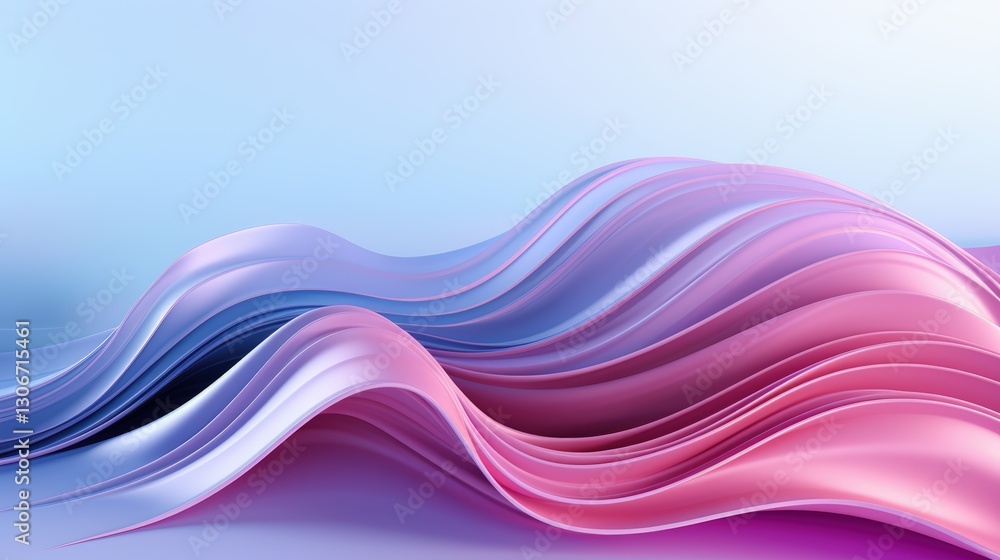 Poster abstract waves design with soft gradient colors in blue and pink tones for creative backgrounds and 