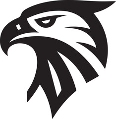 Bold Tribal Eagle Head Vector Logo in Black and White

