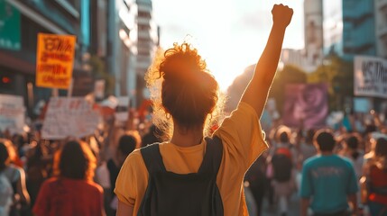 People protesting, Group of activists protesting