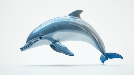 Obraz premium Elegant blue-gray dolphin soaring through air; fluid form tilts left, showcasing vibrant hues and intricate details