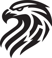 Bold Tribal Eagle Head Vector Logo in Black and White

