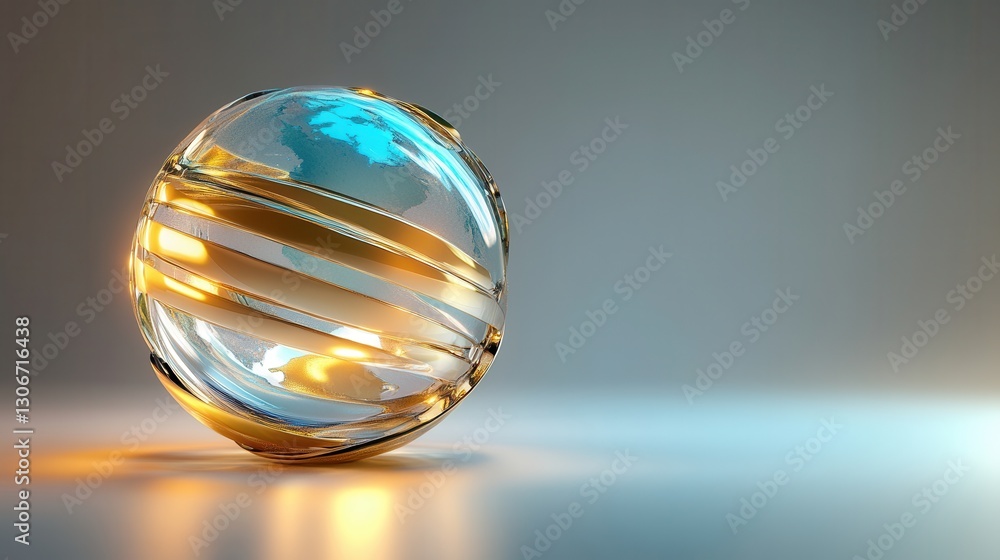 Poster futuristic 3d globe design showcasing diplomacy with blue and gold highlights in an elegant golden r