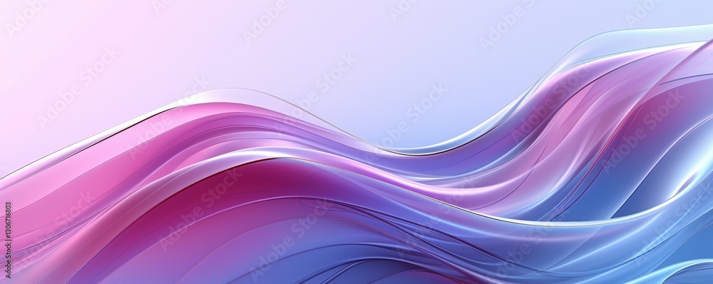 Poster abstract wave design in soft pastel colors featuring smooth flowing lines and a gradient background 