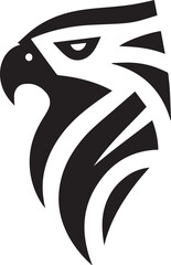 Bold Tribal Eagle Head Vector Logo in Black and White

