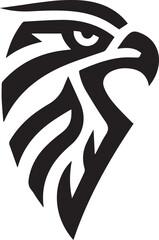 Bold Tribal Eagle Head Vector Logo in Black and White

