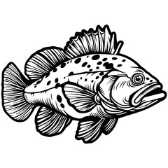 Grouper Fish | Big Catch | Marine Life | Wildlife | Outdoor Fish | Angler Dad | Saltwater Fish | Wild Animal | Original Illustration | Vector and Clipart | Cutfile and Stencil