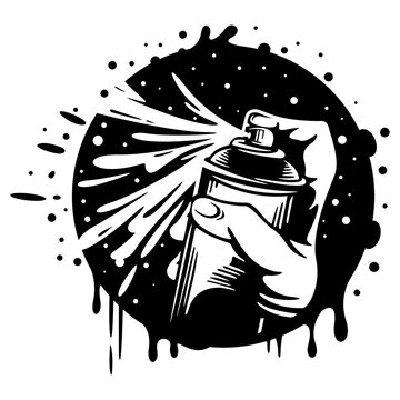 black and white spray paint can action clip art preview