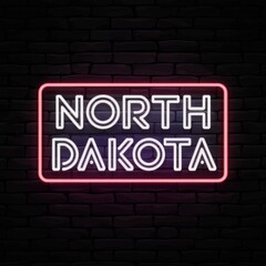 Neon North Dakota Sign with Retro Glow