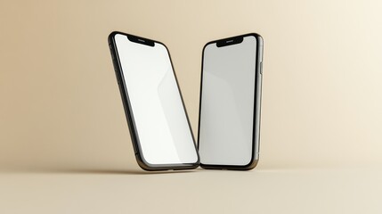 Two phones, beige background, mockup, app design
