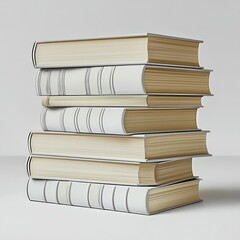 Fototapeta premium Stacked books on white backdrop, representing education and learning resources