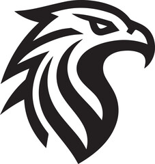 Bold Tribal Eagle Head Vector Logo in Black and White

