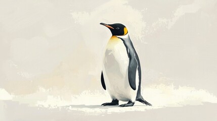 Fototapeta premium A majestic penguin standing alone on a light colored background