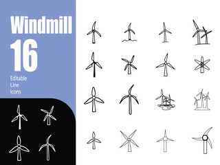 The Windmill Icons set in Renewable Energy and Eco-Friendly vector Design